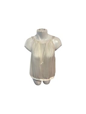 bebe Cream Pleated Halter Sleeveless Top